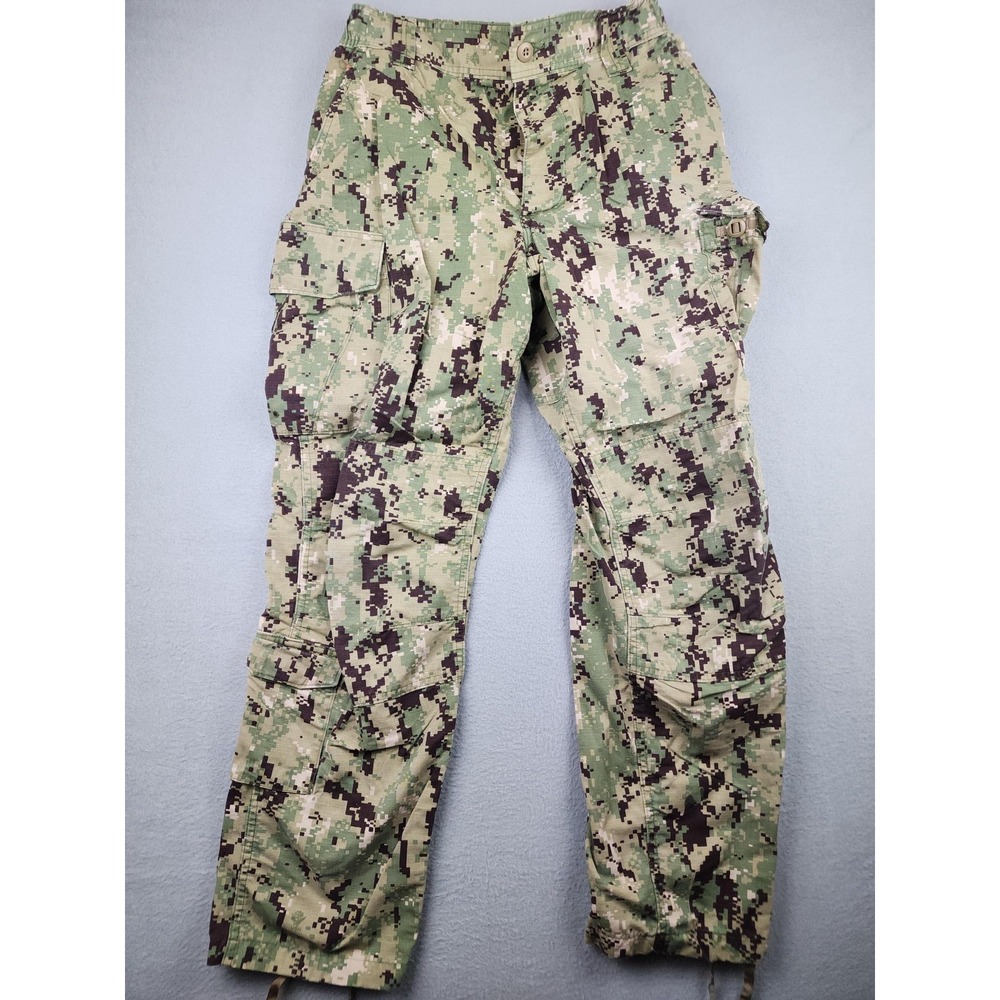 US Navy Pants Mens 33 Short Green Type III NWU Camo Cargo Ripstop Work Seals